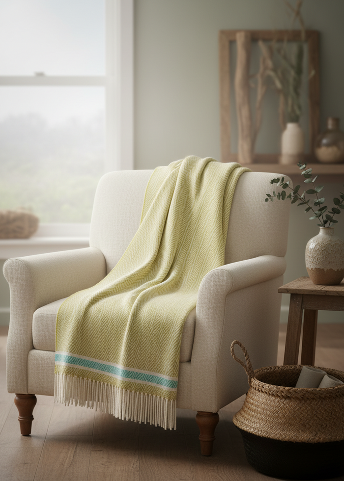 Foxford Cashmere and Lambswool Throw | Silver Strand