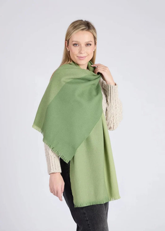 Foxford Four Green Stripe Extra-Fine Merino Scarf