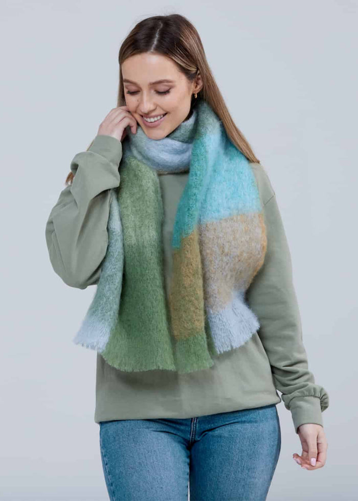 Foxford Giant Mohair Scarf | Blue Green