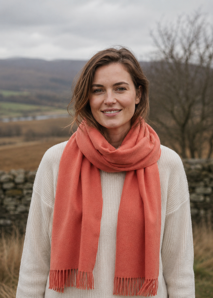 Foxford Lambswool Scarf | Paprika Herringbone