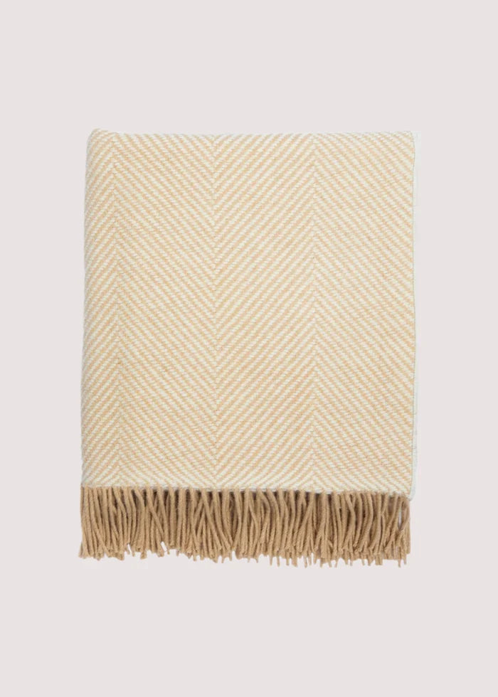 Foxford Merino Throw | Camel & White