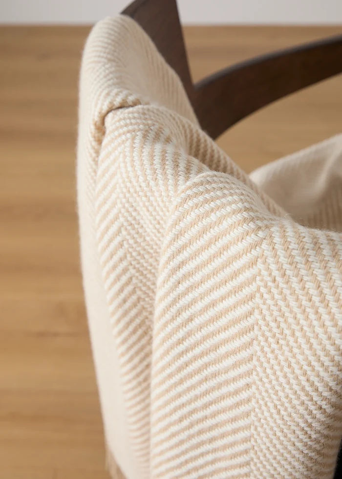 Foxford Merino Throw | Camel & White