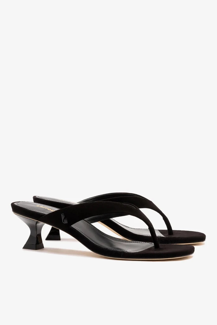 Gaia Low In Black Leather Mule Larroudé