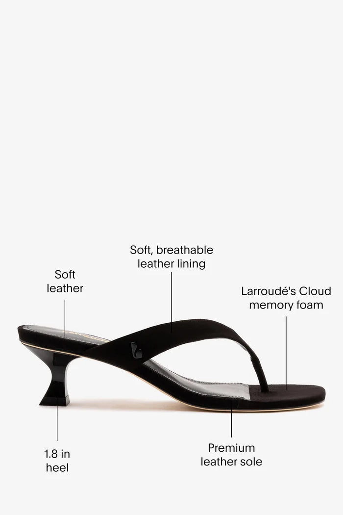 Gaia Low In Black Leather Mule Larroudé