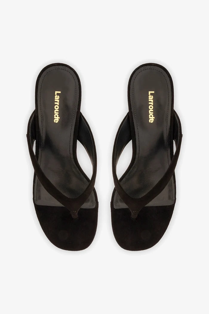 Gaia Low In Black Leather Mule Larroudé