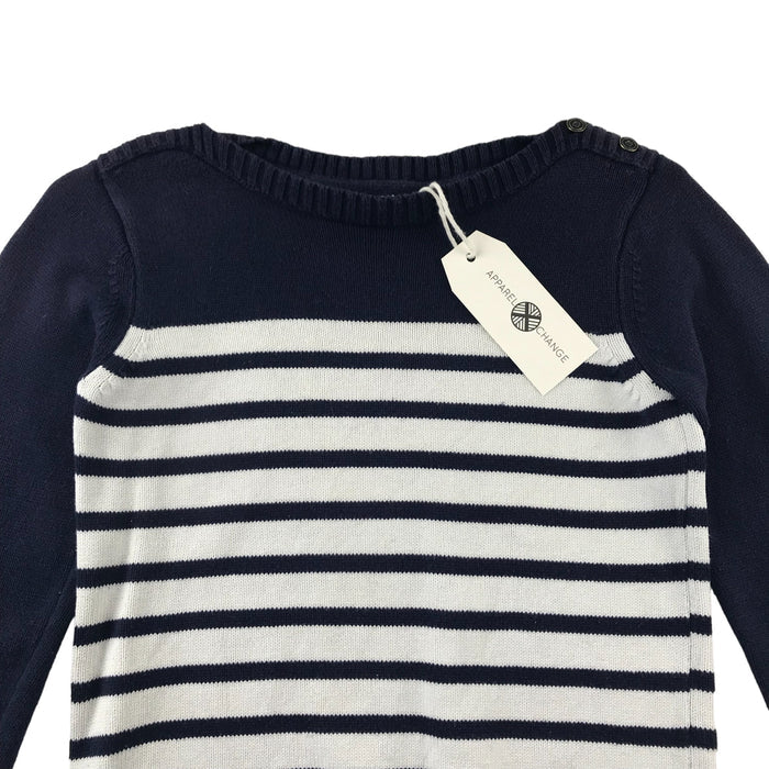 Gap 11-12 years navy blue white striped cotton jumper