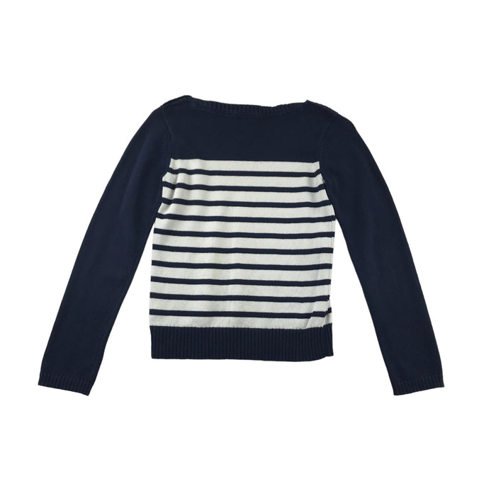 Gap 11-12 years navy blue white striped cotton jumper