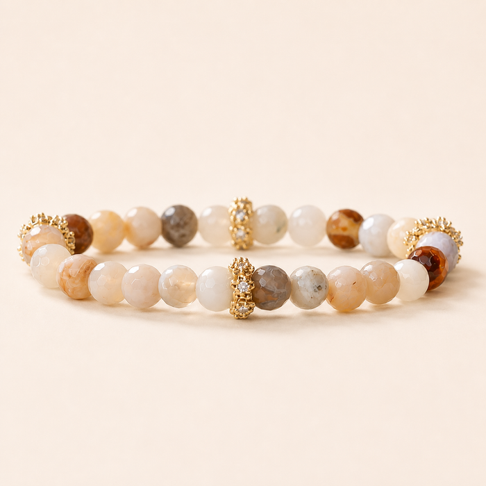Gemstone Bracelet-6mm-Bamboo Agate