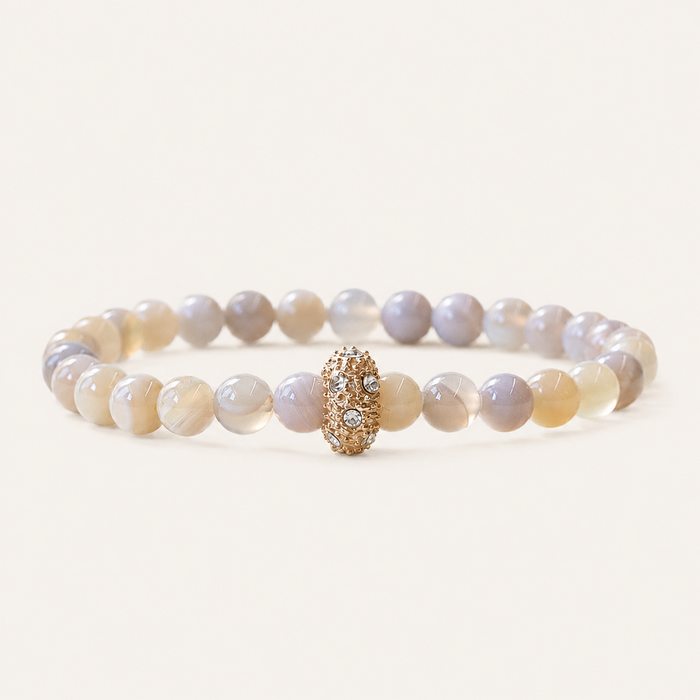 Gemstone Bracelet-6mm-Gray Agate