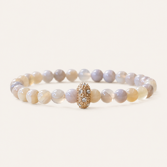 Gemstone Bracelet-6mm-Gray Agate