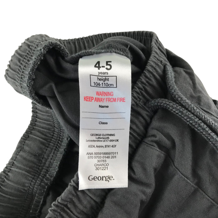 George 4-5 years dark grey plain elasticated waist cotton shorts