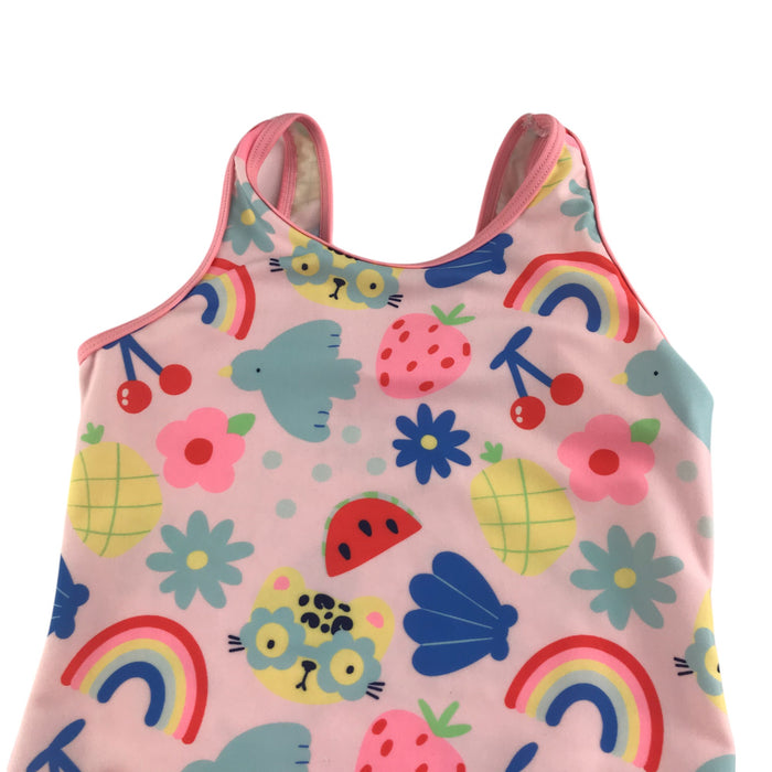 George 5-6 years pink strawberry, cherry bird swimsuit