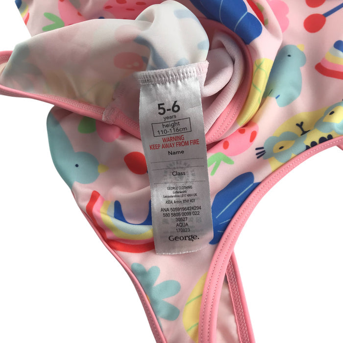 George 5-6 years pink strawberry, cherry bird swimsuit