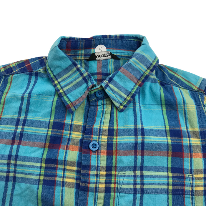 George 5 years blue checked short sleeve shirt