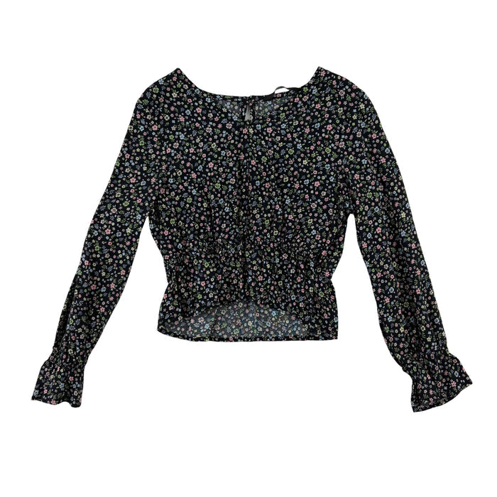 George 6-7 years black floral blouse viscose