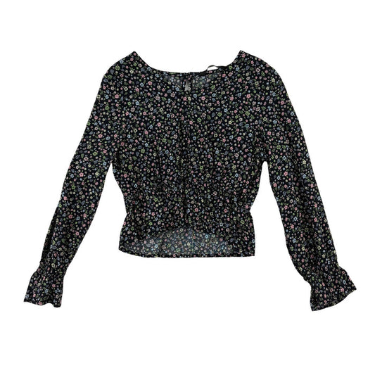 George 6-7 years black floral blouse viscose