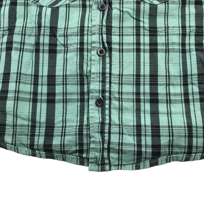 George 6 years mint green and black checked short sleeve shirt