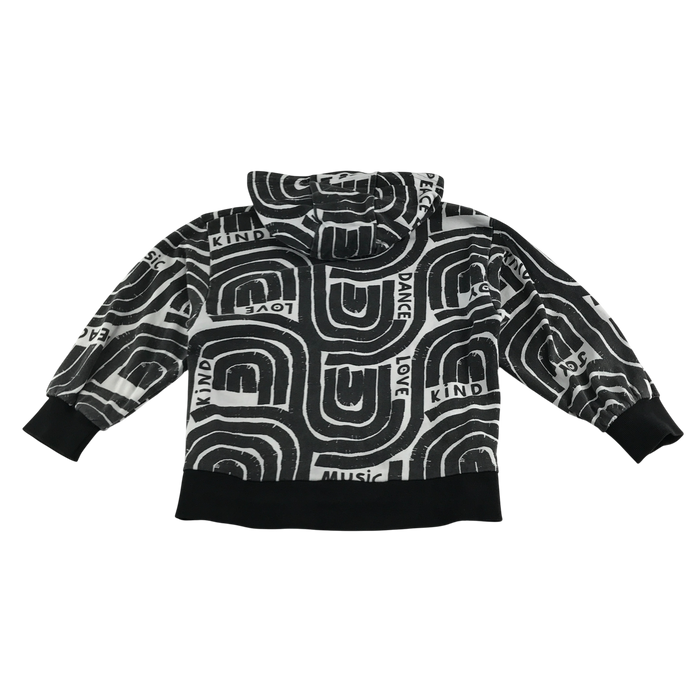 George 8-9 years black white zip up geometric print cotton hoodie