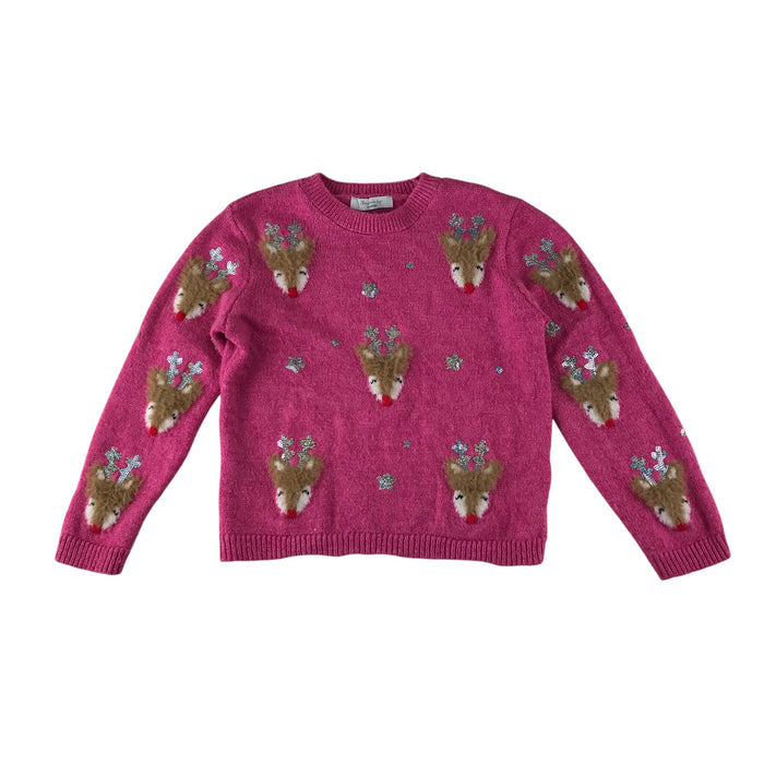 George festive jumper 9-10 years pink reindeers long sleeve pullover