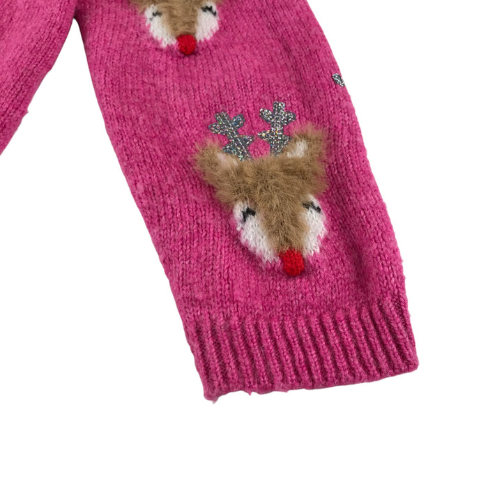 George festive jumper 9-10 years pink reindeers long sleeve pullover