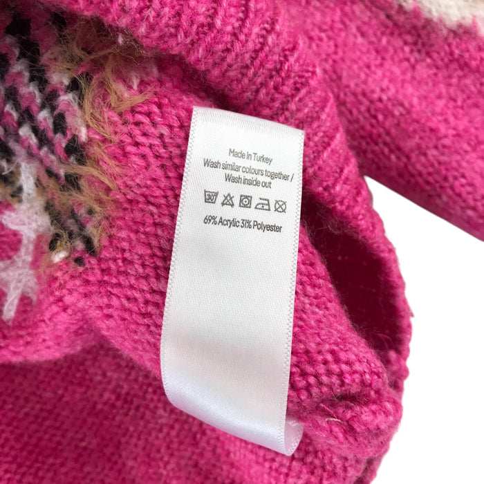 George festive jumper 9-10 years pink reindeers long sleeve pullover