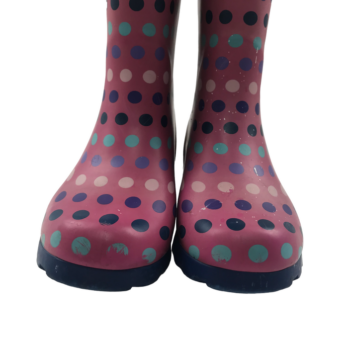 George size UK 11 (jr) pink polka dot wellie boots