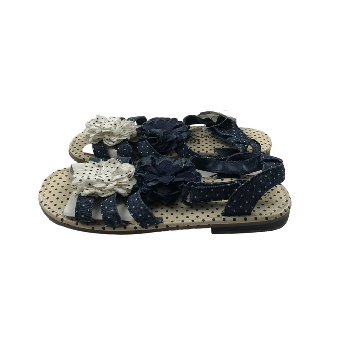 George size UK 12 (jr) navy floral polka dot sandals