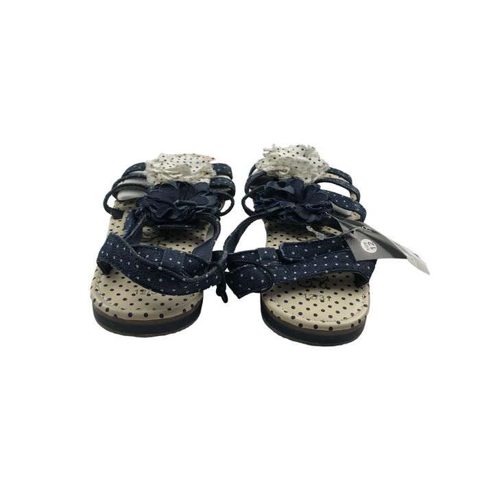 George size UK 12 (jr) navy floral polka dot sandals