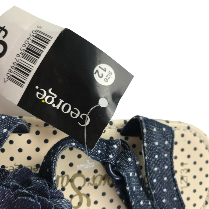 George size UK 12 (jr) navy floral polka dot sandals