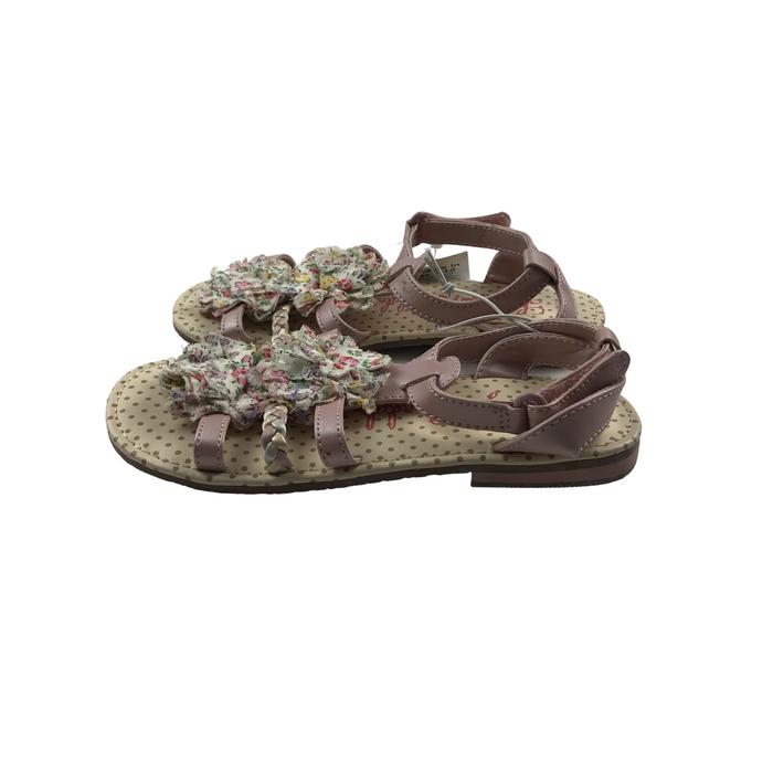 George size UK 12 (jr) pink floral polka dot sandals