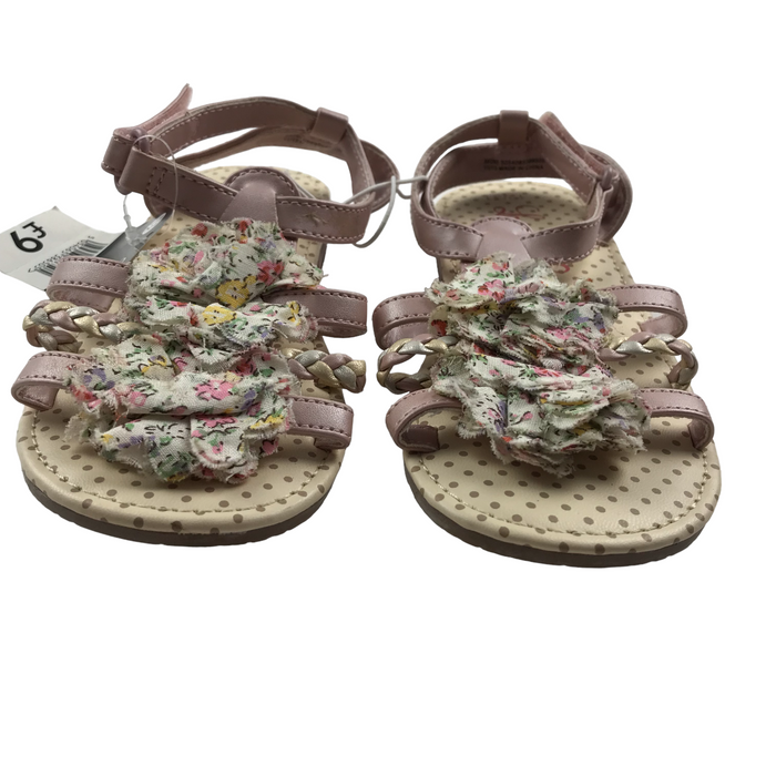 George size UK 12 (jr) pink floral polka dot sandals
