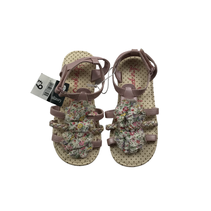 George size UK 12 (jr) pink floral polka dot sandals