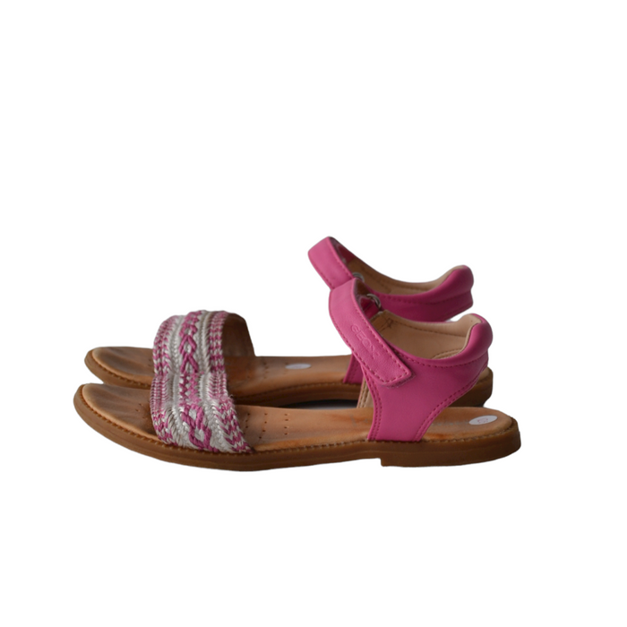 Geox size UK 12.5 (jr) pink embroidery sandals