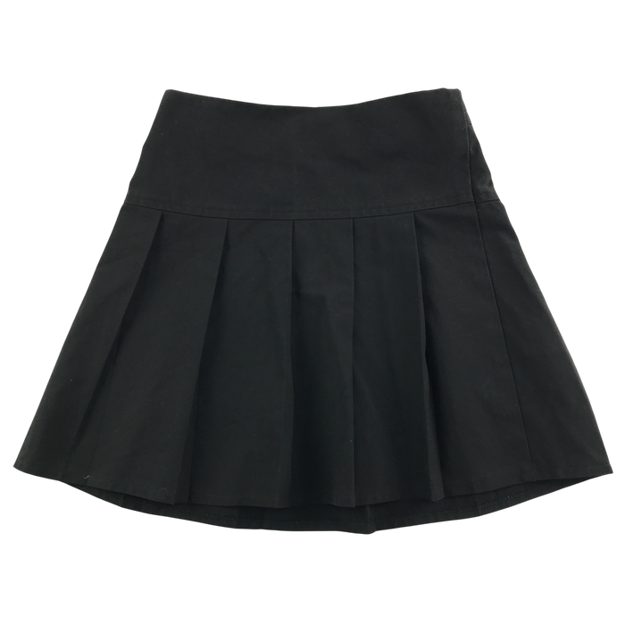Girls black pleated adjustable waist school skirt