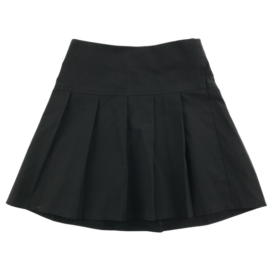 Girls black pleated adjustable waist school skirt