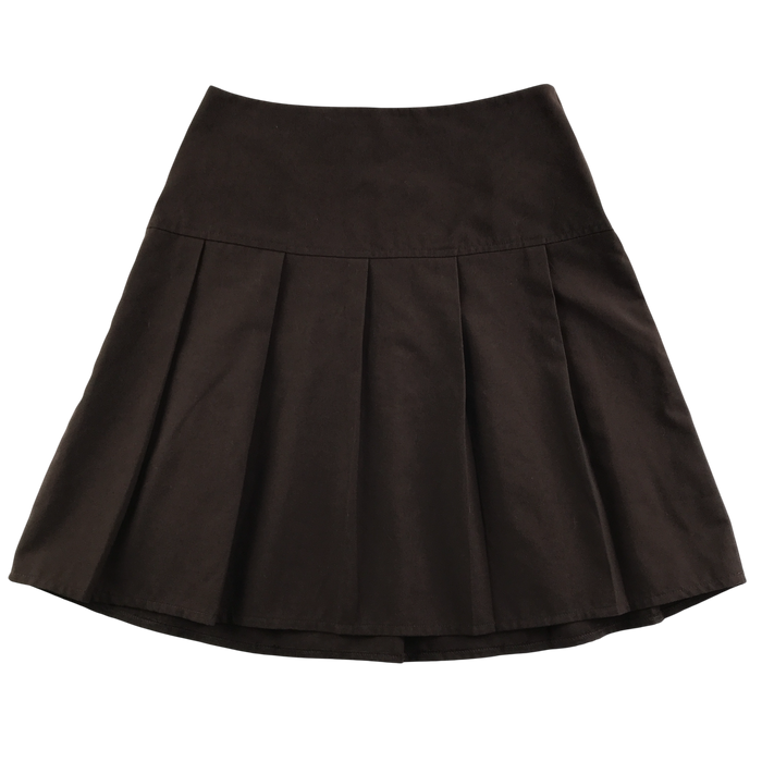 Girls brown pleated adjustable waist school skirt