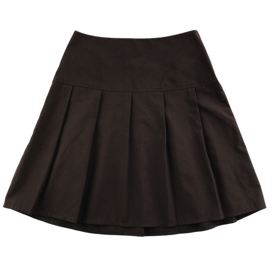 Girls brown pleated adjustable waist school skirt