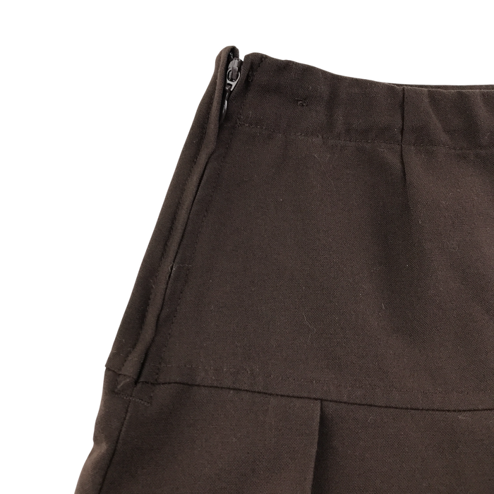 Girls brown pleated adjustable waist school skirt