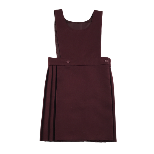 Girls burgundy bib style school pinafore