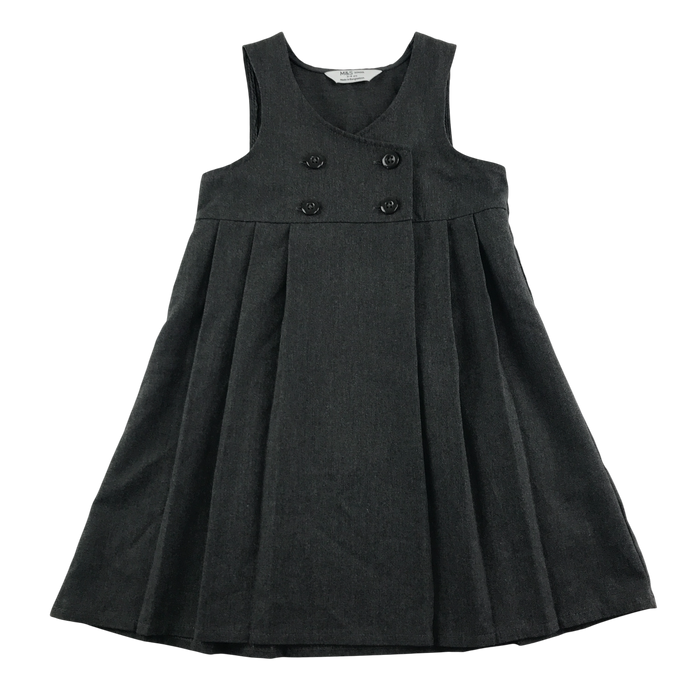 Girls grey double breasted school pinafore
