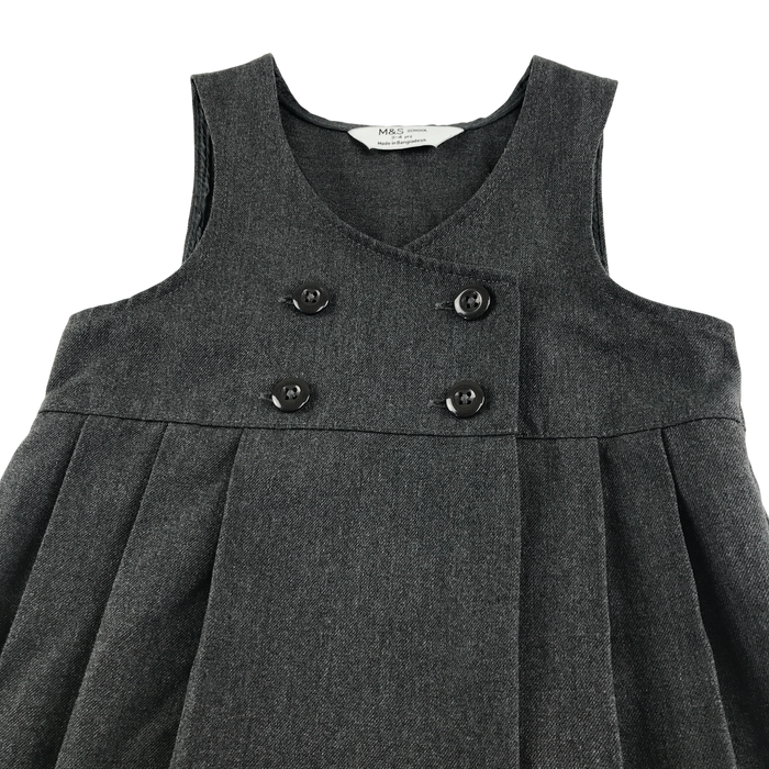 Girls grey double breasted school pinafore