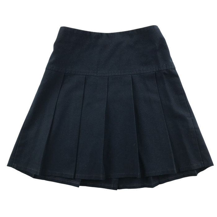 Girls navy pleated adjustable waist school skirt