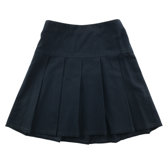 Girls navy pleated adjustable waist school skirt