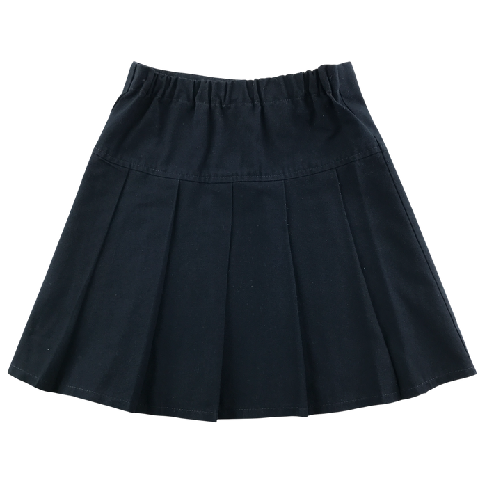 Girls navy pleated adjustable waist school skirt