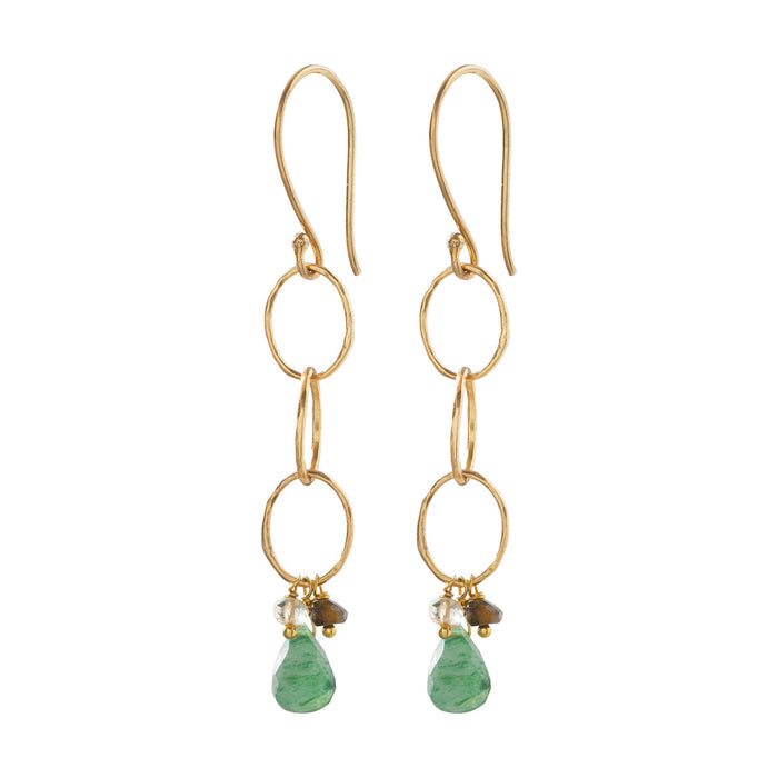 Glowing Aventurine mix Gold Earrings