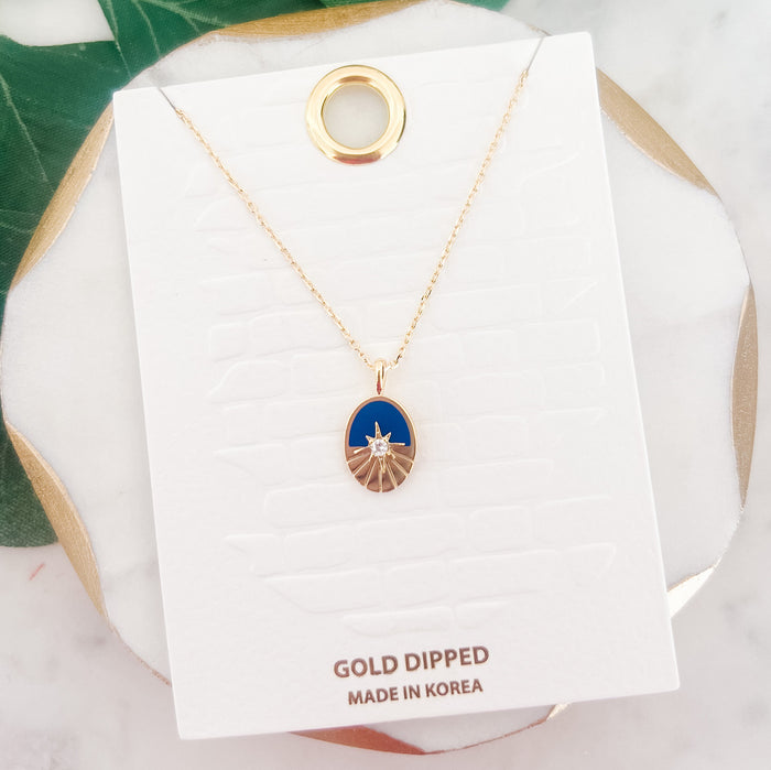 Gold + Lapis Pendant Necklace