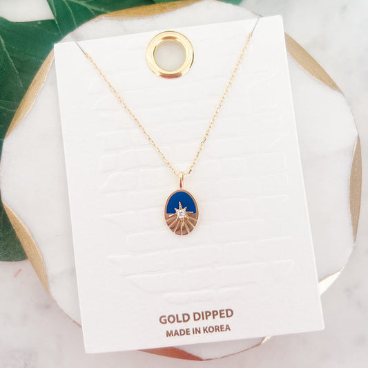 Gold + Lapis Pendant Necklace