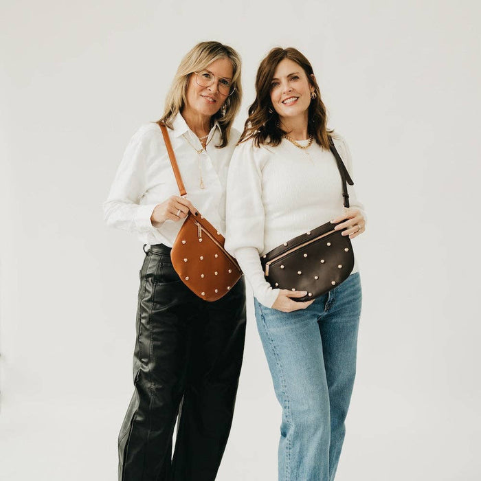 Pretty Simple Gold Studded Westlyn Bum Bag – women's accessories - handbags