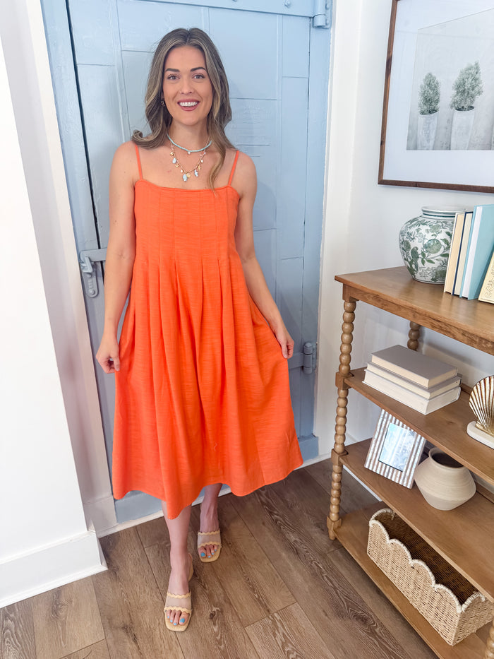 Good Day Pleated Midi Dress