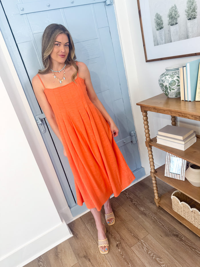 Good Day Pleated Midi Dress